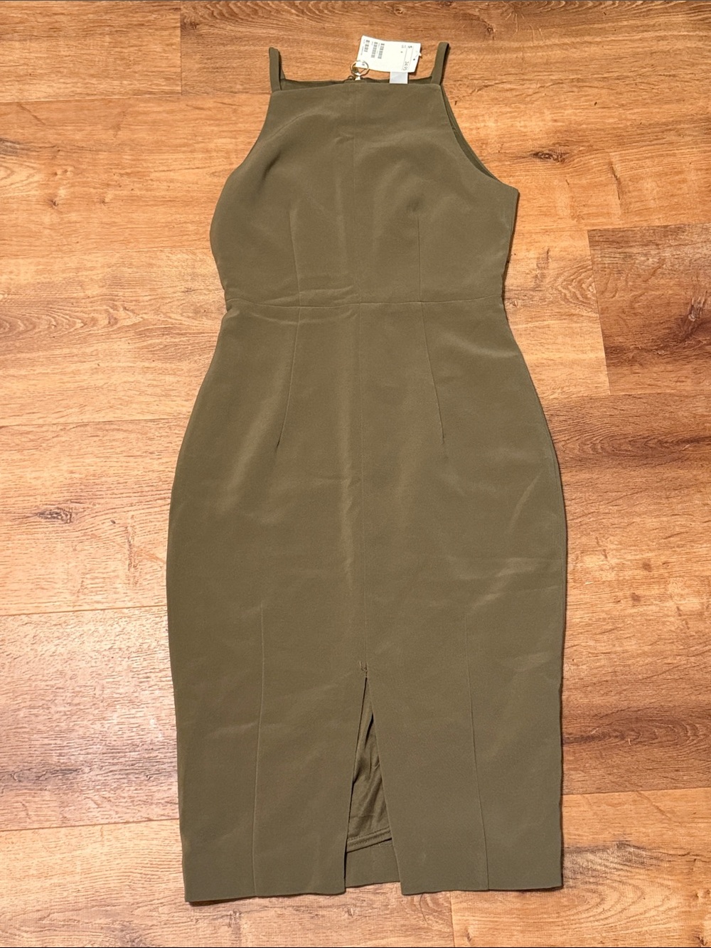 H&M Olive Green Halter Midi Dress